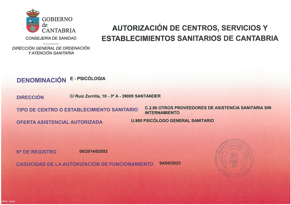 Acreditación del Gobierno de Cantabria